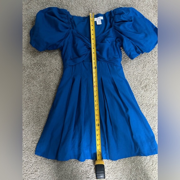 Revolve House of Harlow 1960 Blue Puff Sleeve Mini Pleated Dress - Size 0 - Picture 8 of 11